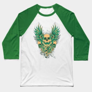 Zombie Skulls with Wings Baseball T-Shirt